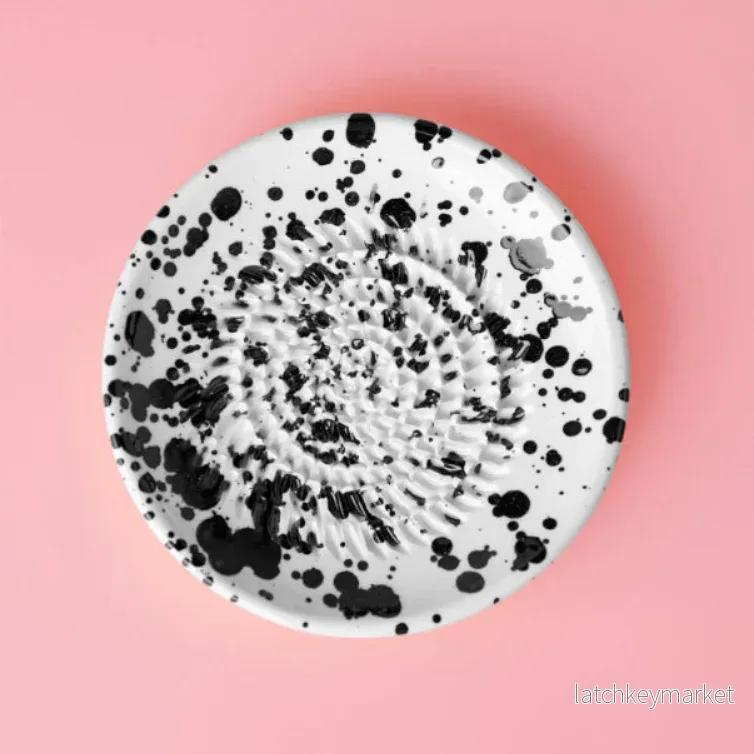 Ceramic Garlic Grater Plate - Small Black & White - Galaxy