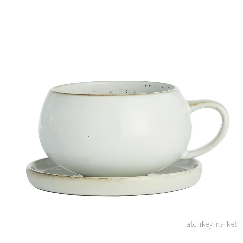 Amera kopp/underlägg H7,5 Ø14 cm. beige