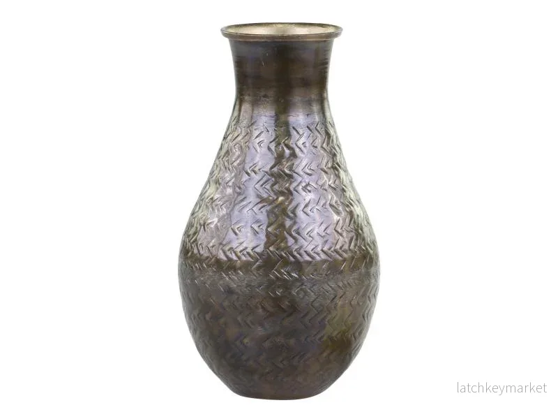 Dekorativ Vas till dekoration antik mässing H19/D9 cm REA Dekorativ Vas till dekoration antik mässing H19/D9 cm REA