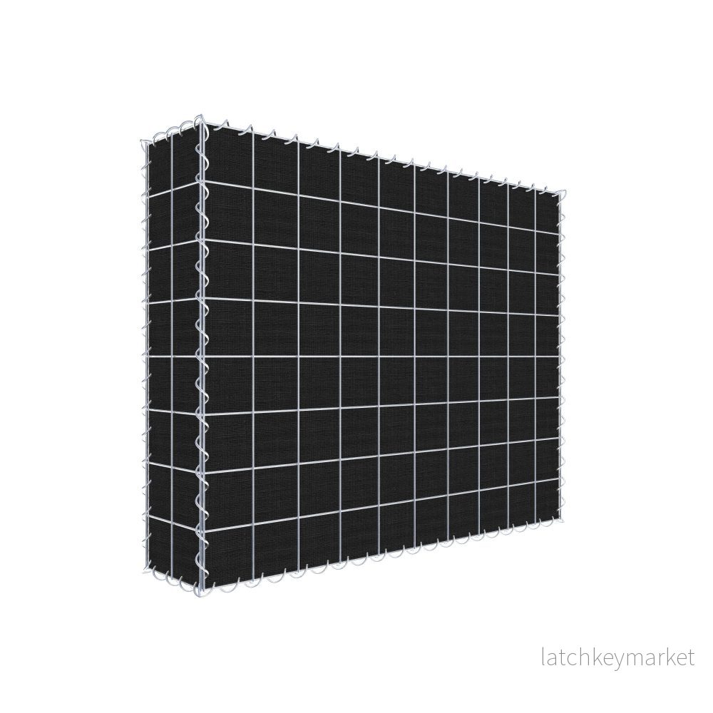 Grön gabion med fleece 100 cm x 80 cm x 20 cm (L x H x D), maskstorlek 10 cm x 10 cm, spiral