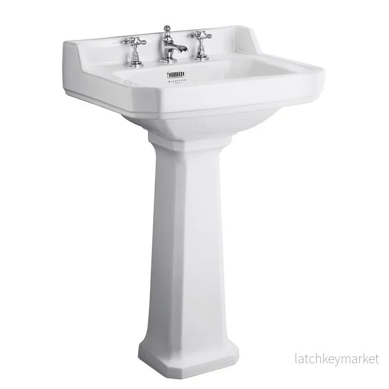 Tvättställ Fitzroy 56 Cm Med Förhöjd Piedestal – Tre Blandarhål Tvättställ Fitzroy 56 Cm Med Förhöjd Piedestal – Tre Blandarhål