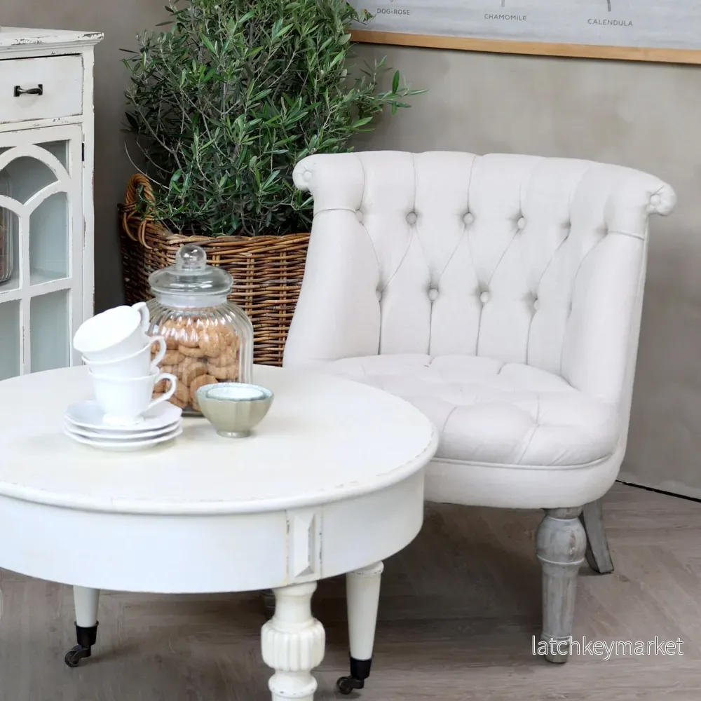 Chic Antique Fåtölj Fransk fåtölj i linnetyg - Bild 2