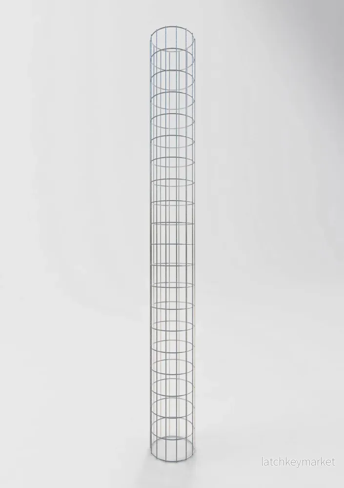 Gabionpelare, rund, varmförzinkad, 22 cm diameter, 200 cm höjd, MW 5 cm x 10 cm