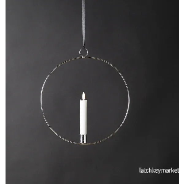 Ljusstake hängande Ring ink. LED ljus Silver - Bild 2