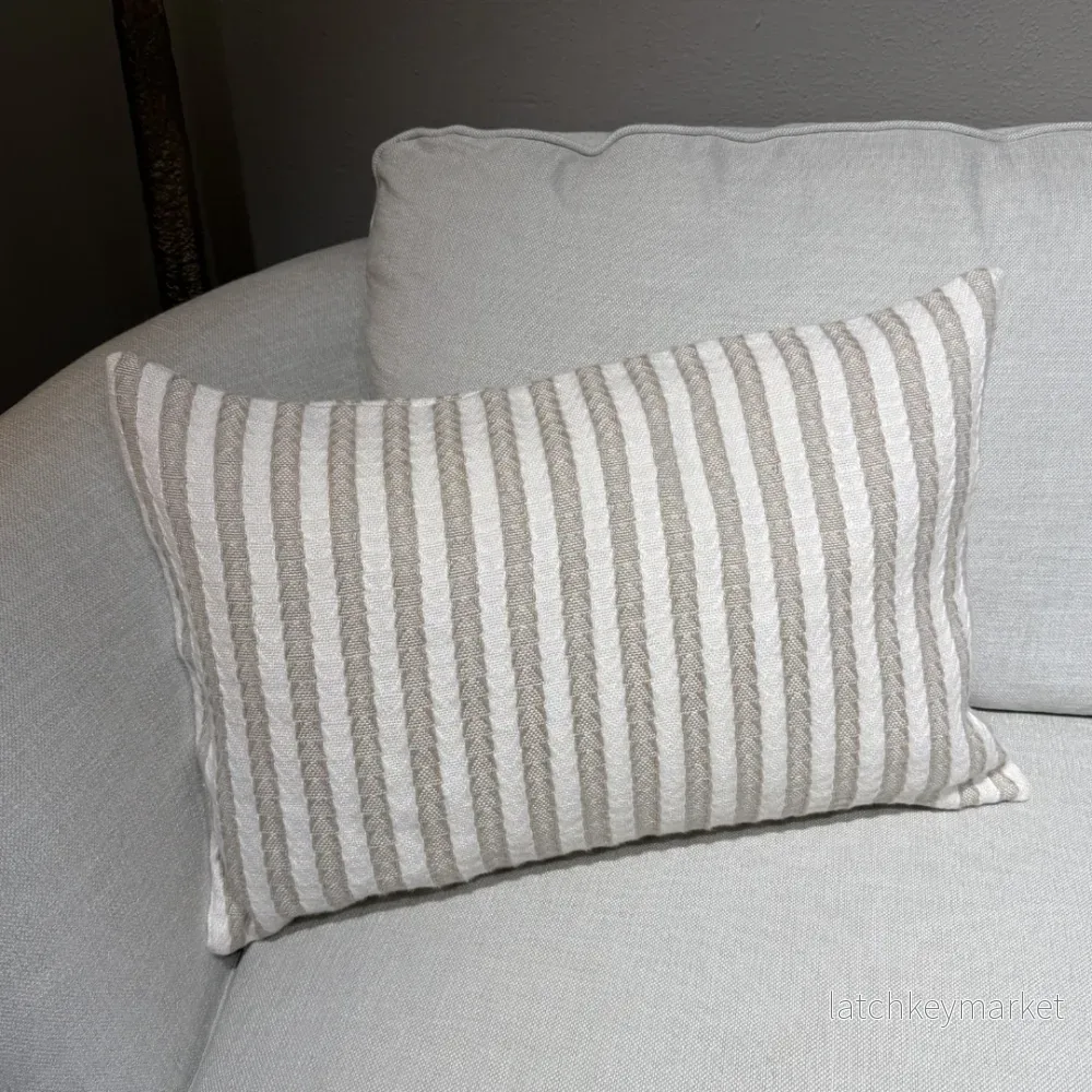 Kuddfodral vävda ränder beige/vit