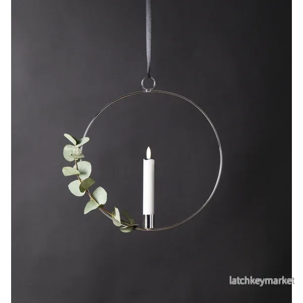 Ljusstake hängande Ring ink. LED ljus Silver
