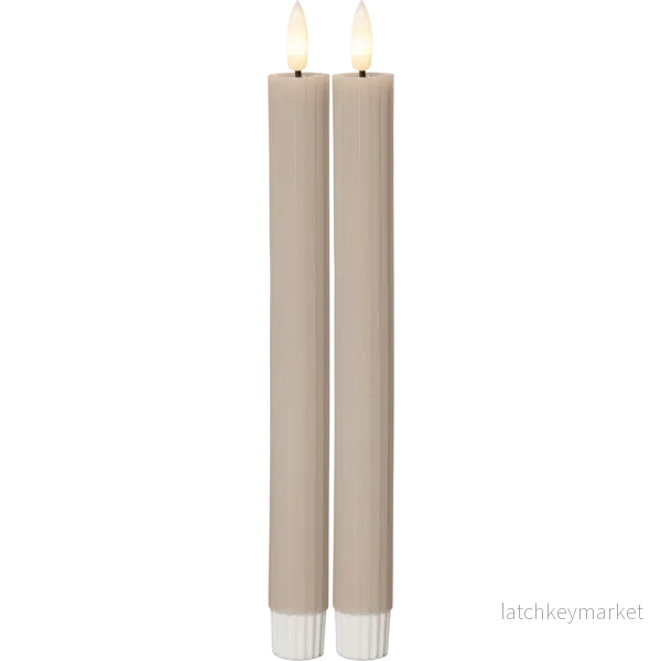 Stearinlys LED Antikklys 2-pack Flamme Stripe 25 cm Beige Stearinlys LED Antikklys 2-pack Flamme Stripe 25 cm Beige