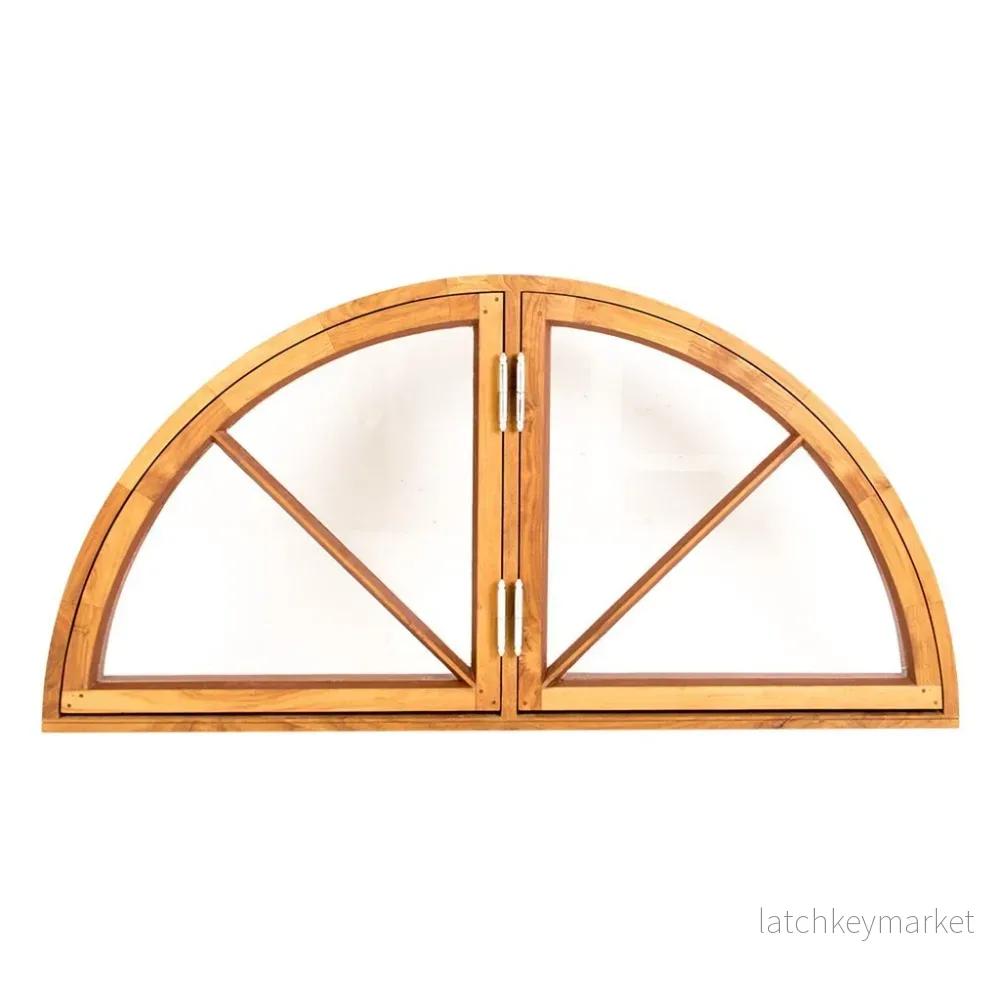 Halvmånefönster teak 1430×710 öppningsbart isolerglas Halvmånefönster teak 1430×710 öppningsbart isolerglas