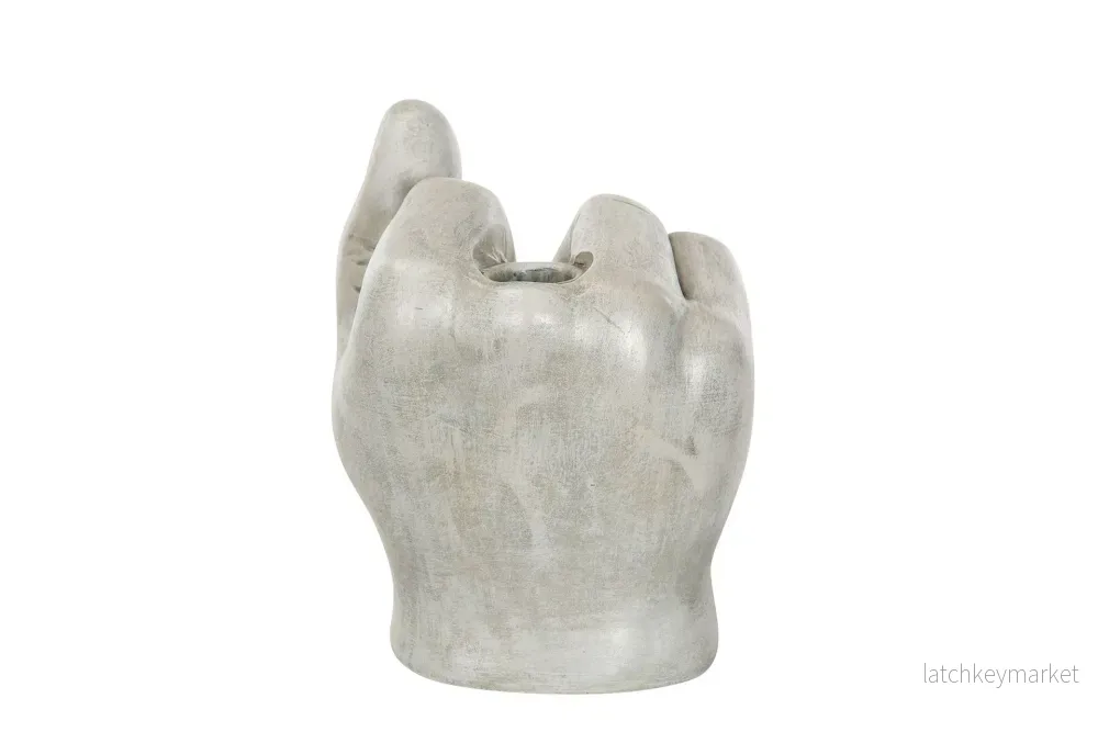 Ljusstake Finger Grå Poly 12x10x14,5cm REA Ljusstake Finger Grå Poly 12x10x14,5cm REA
