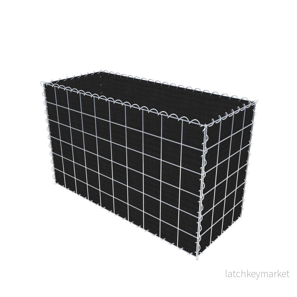Grön gabion med fleece 100 cm x 60 cm x 40 cm (L x H x D), maskstorlek 10 cm x 10 cm, spiral - Bild 2