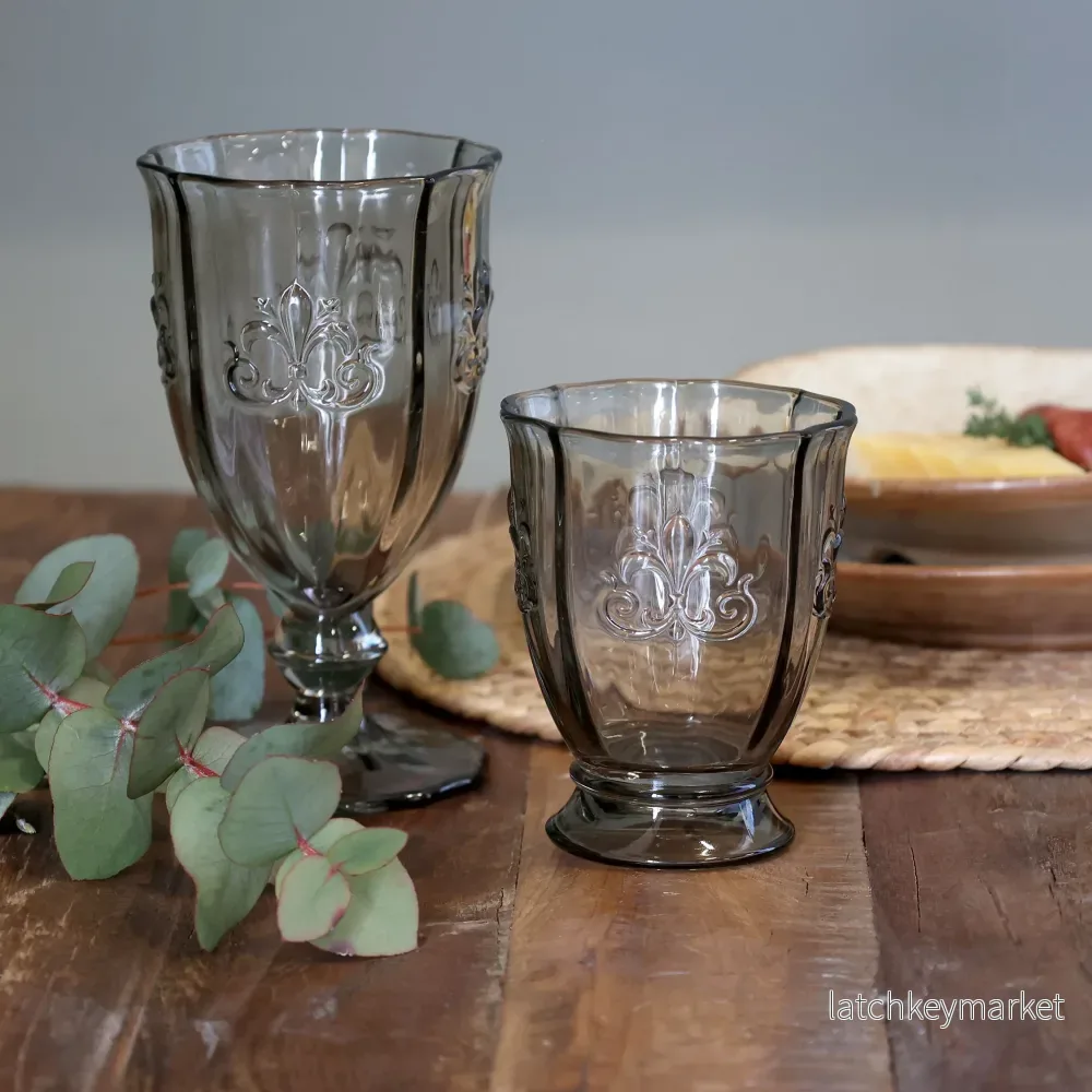 Köksservis dricksglas 6-pack med mönster H10,5/Ø8,5 cm fransk grå - Bild 2