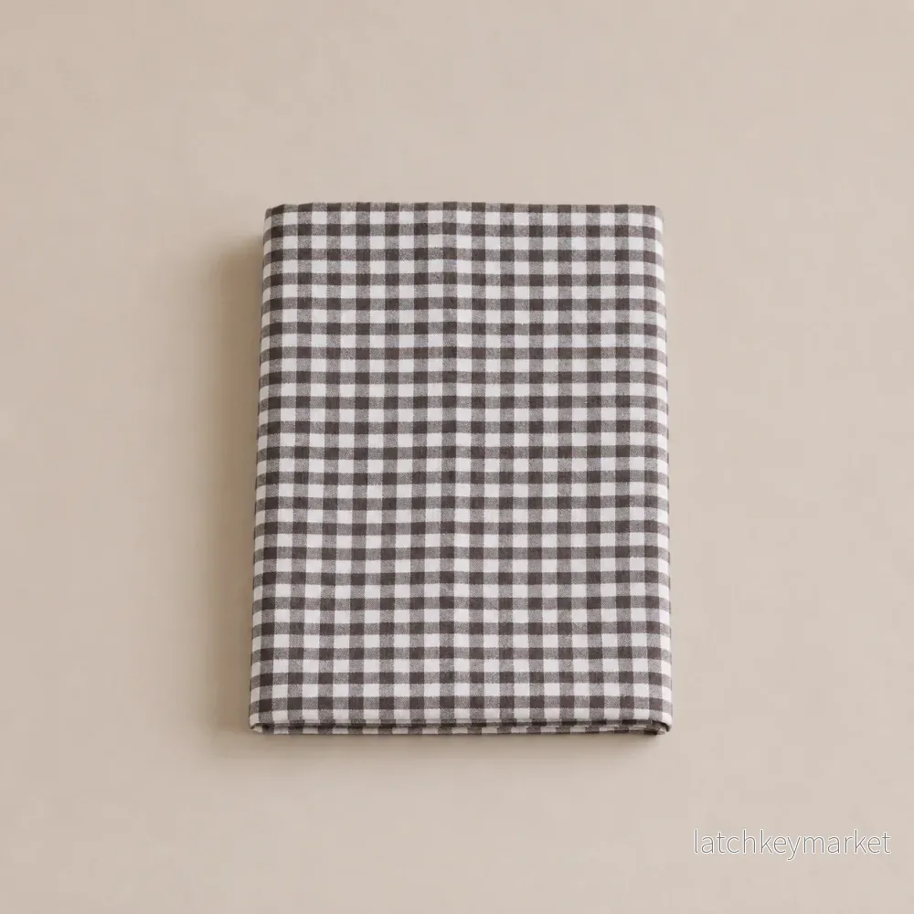French Linen Table Cloth Brown Gingham - Bild 2