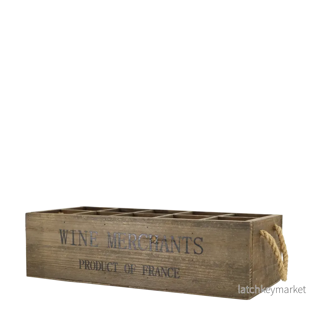 Dekorativ låda Wine Merchants H14/L49,5/B21,5 cm natur