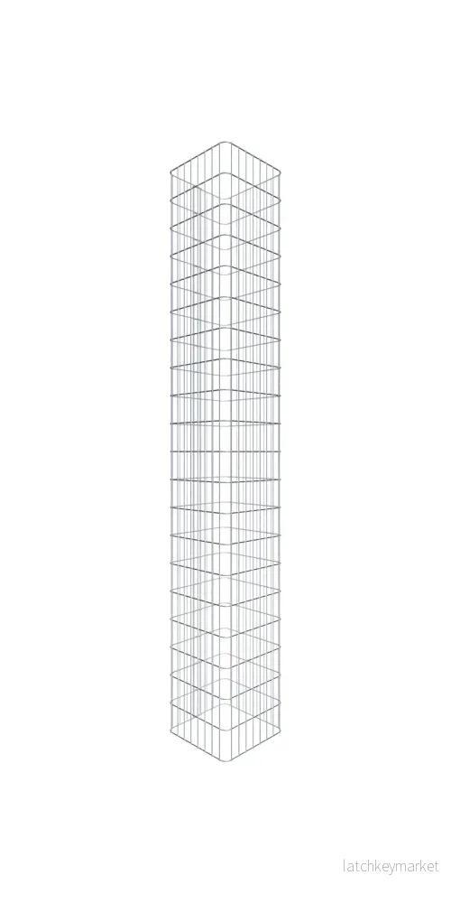 Gabionpelare vinkelformad 42 cm x 42 cm, 200 cm höjd, MW 5 cm x 10 cm