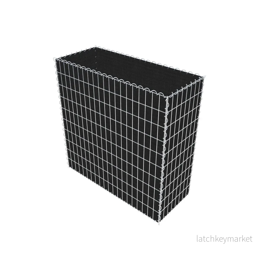 Grön gabion med fleece 100 cm x 100 cm x 40 cm (L x H x D), maskstorlek 5 cm x 10 cm, spiral - Bild 2