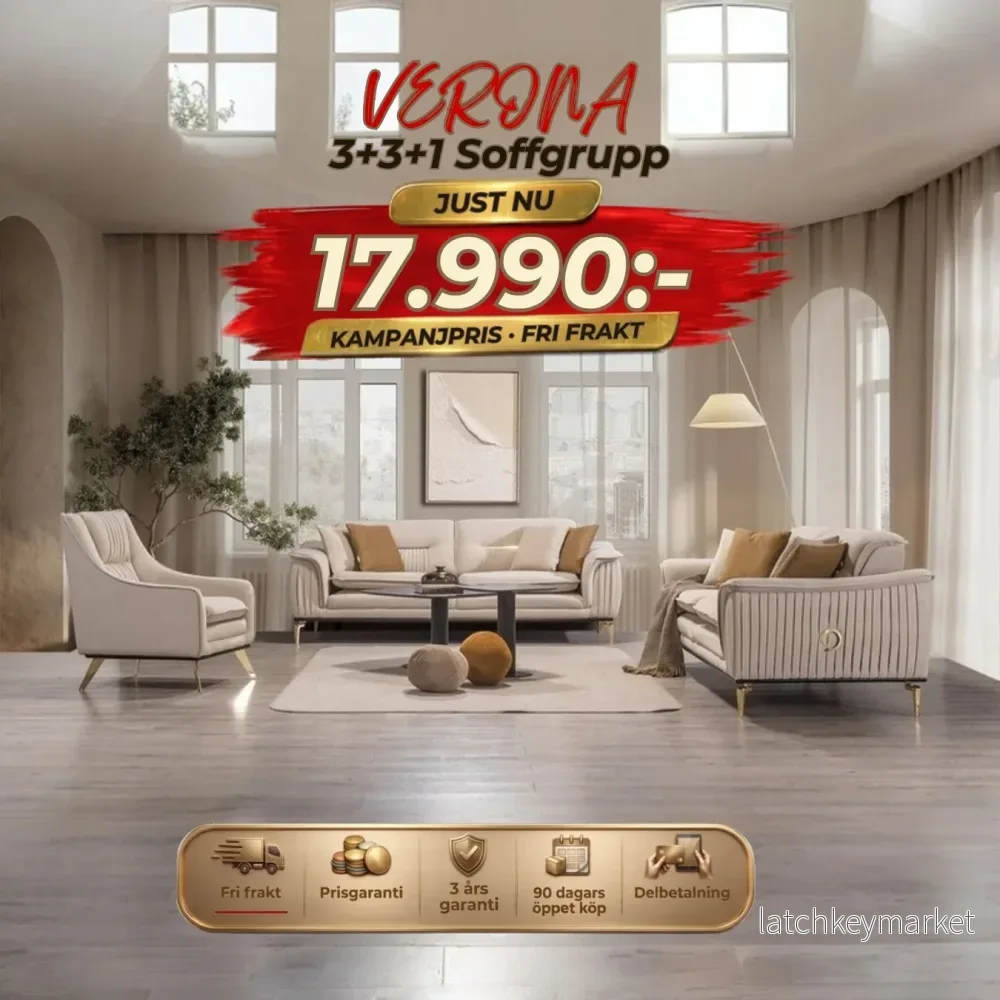 💥Verona 3+3+1 Soffgrupp⏳Komfort i toppklass | Endast 4 kvar 💥Verona 3+3+1 Soffgrupp⏳Komfort i toppklass | Endast 4 kvar