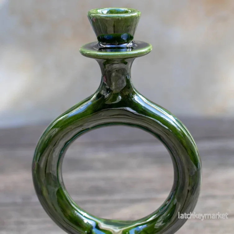 Handmade Moroccan Green Ceramic Candle Holder 20 cm - Bild 3