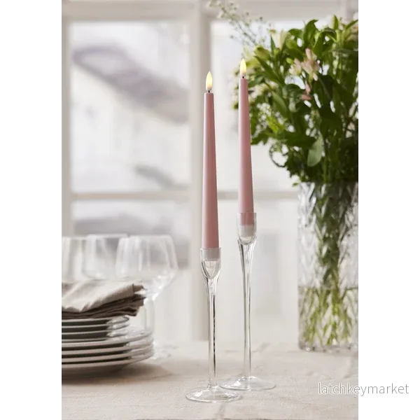 Stearinlys LED Antikklys 2-pack Flamme Candy Rosa - Bild 2