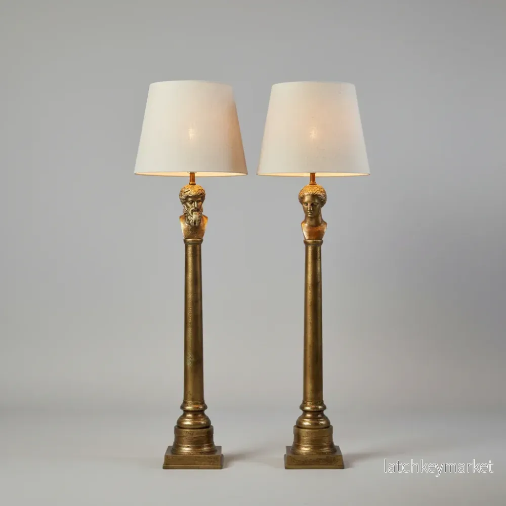 Lampfot Herren & Kvinnan Antik Guld