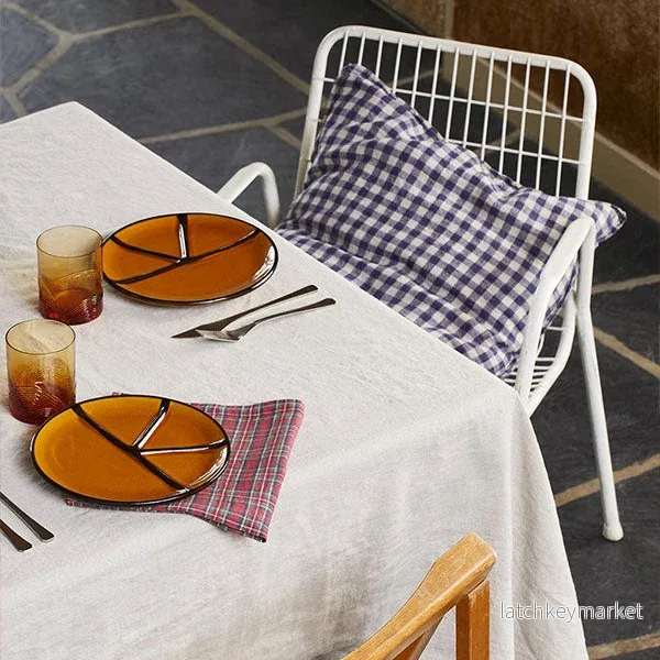 French Cushion Cover Flax Navy Gingham - Bild 2