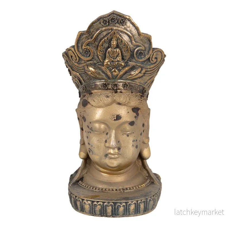 Dekoration Buddha 11x9x22 Cm Guldfärgad Polyresin  REA