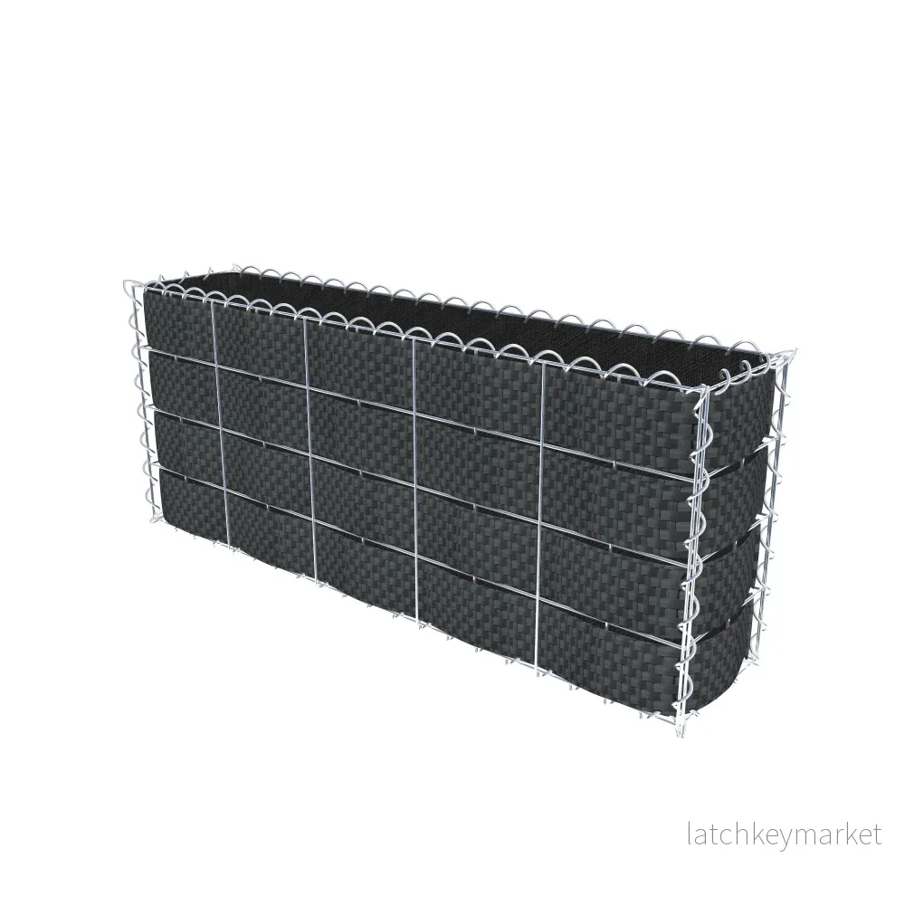Grön gabion med fleece & insynsskydd 100 cm x 40 cm x 20 cm (L x H x D), maskstorlek 10 cm x 10 cm, spiral - Bild 2