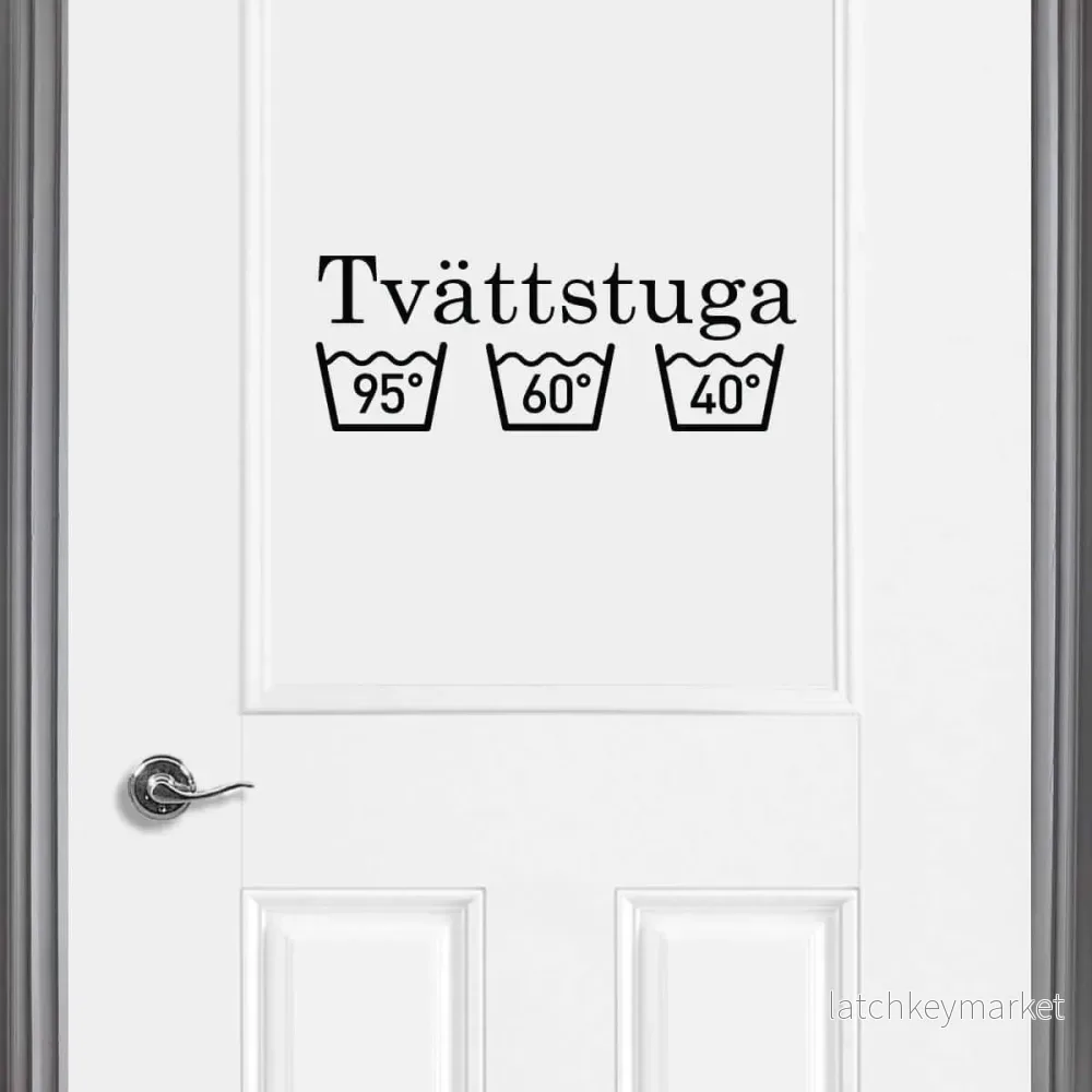 Väggord tvättstuga med tvättsymboler Väggord tvättstuga med tvättsymboler