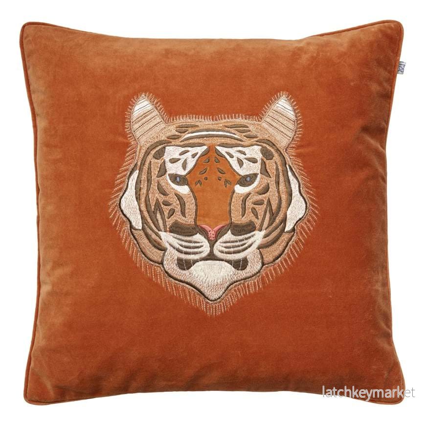 Tiger Embroidered Velvet Cushion Cover 50x50 cm - Bild 3
