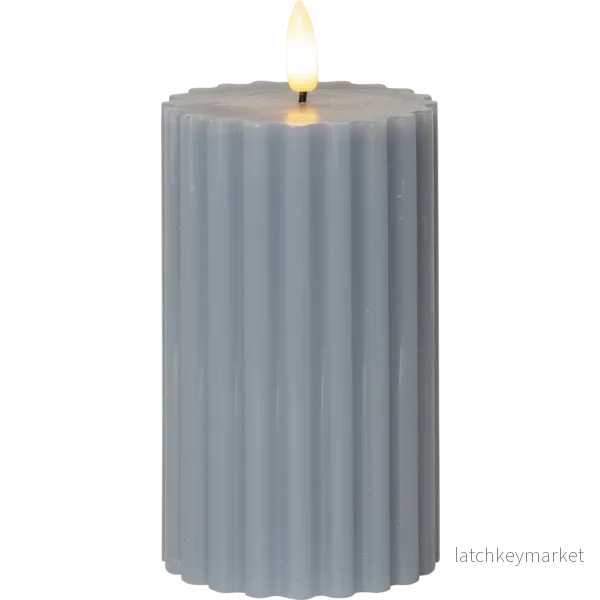 Batteridrivet LED Blockljus Flamme Stripe Blå 15 cm Batteridrivet LED Blockljus Flamme Stripe Blå 15 cm