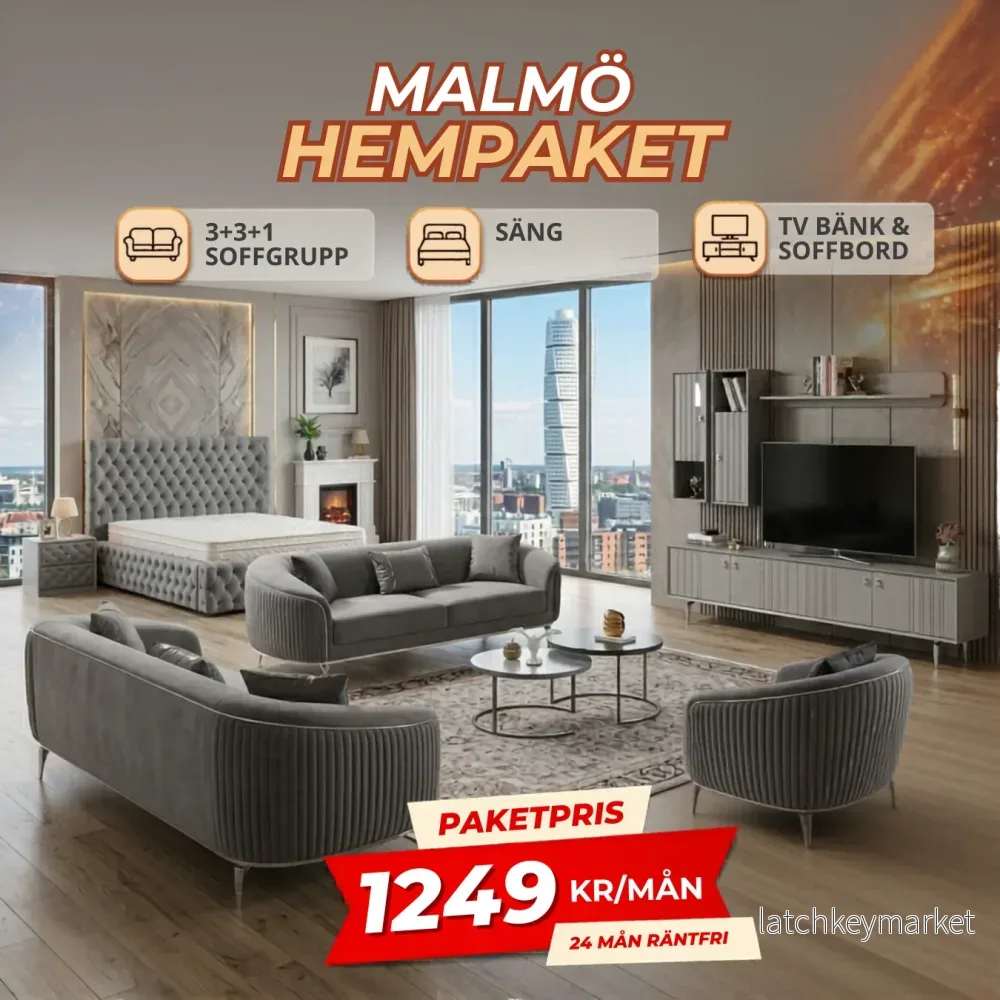 3️⃣ Malmö HemPaket (Soffgrupp – TV-bänk – Soffbord – Säng med förvaring) 3️⃣ Malmö HemPaket (Soffgrupp – TV-bänk – Soffbord – Säng med förvaring)