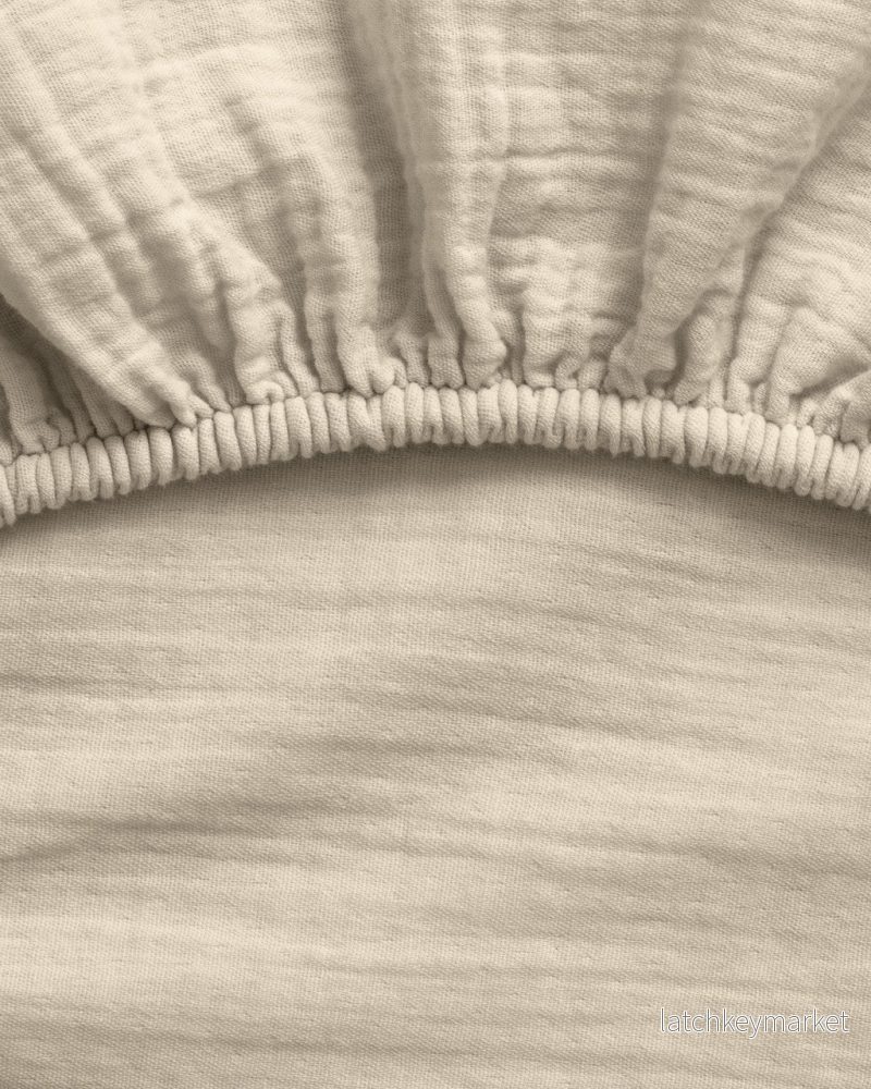 Muslin Dra-På-Lakan, Olive, 180x200 cm - Bild 2