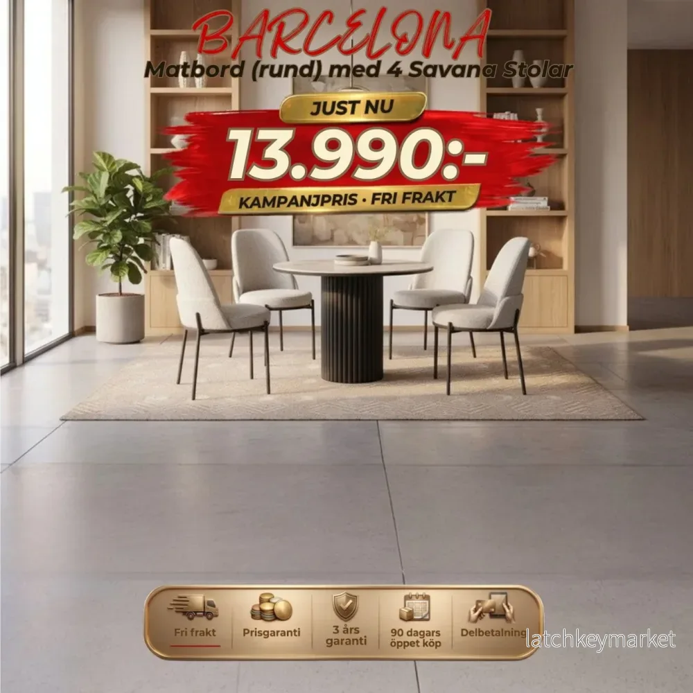 Barcelona Matbord (rund) med 4 Savana Stolar Barcelona Matbord (rund) med 4 Savana Stolar