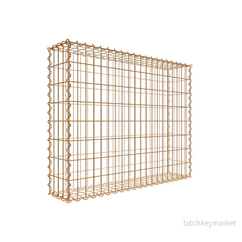 Rostig gabion 100 cm x 80 cm x 20 cm (L x H x D), maskstorlek 5 cm x 10 cm, spiral