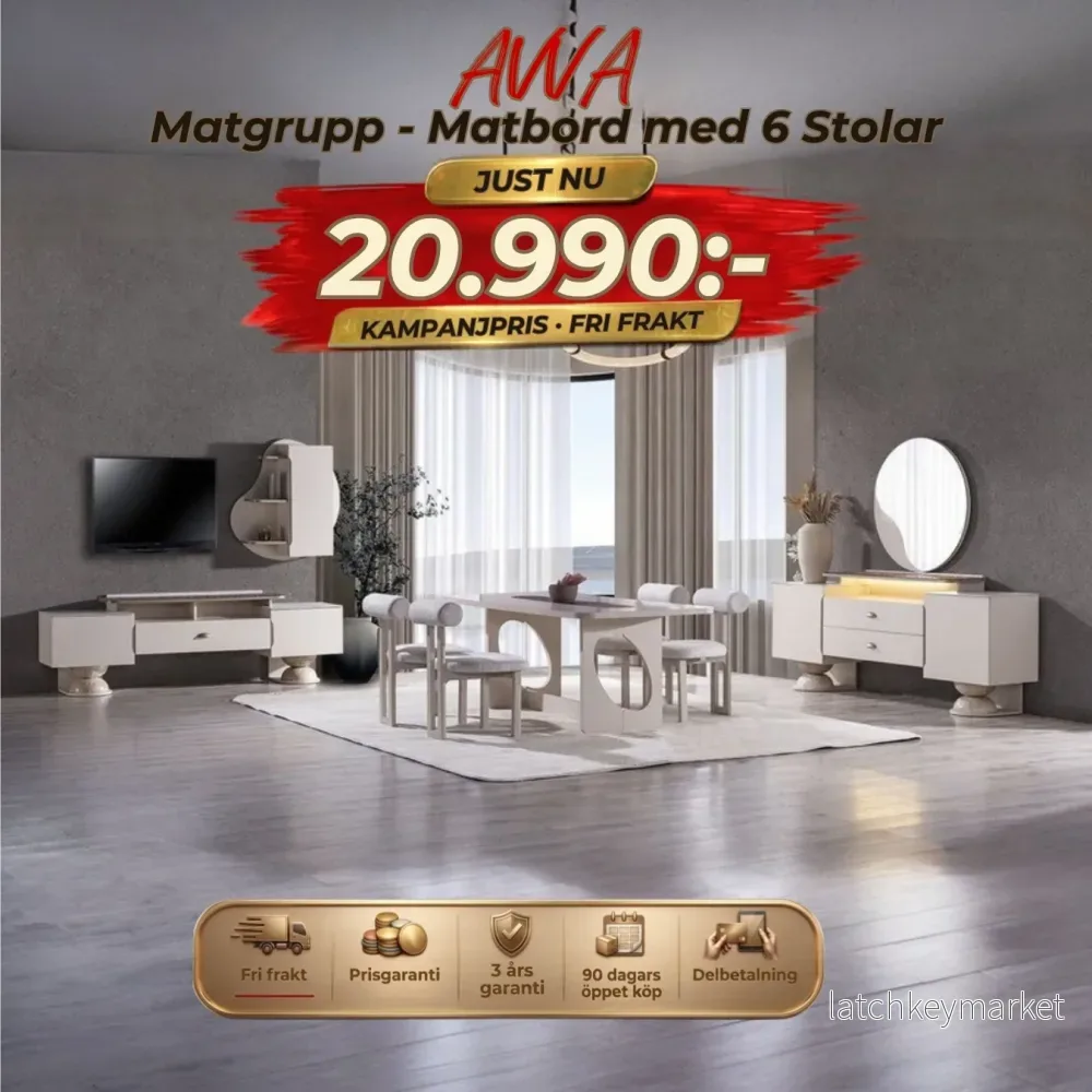 Avva Matgrupp – Matbord med 6 Stolar Avva Matgrupp – Matbord med 6 Stolar