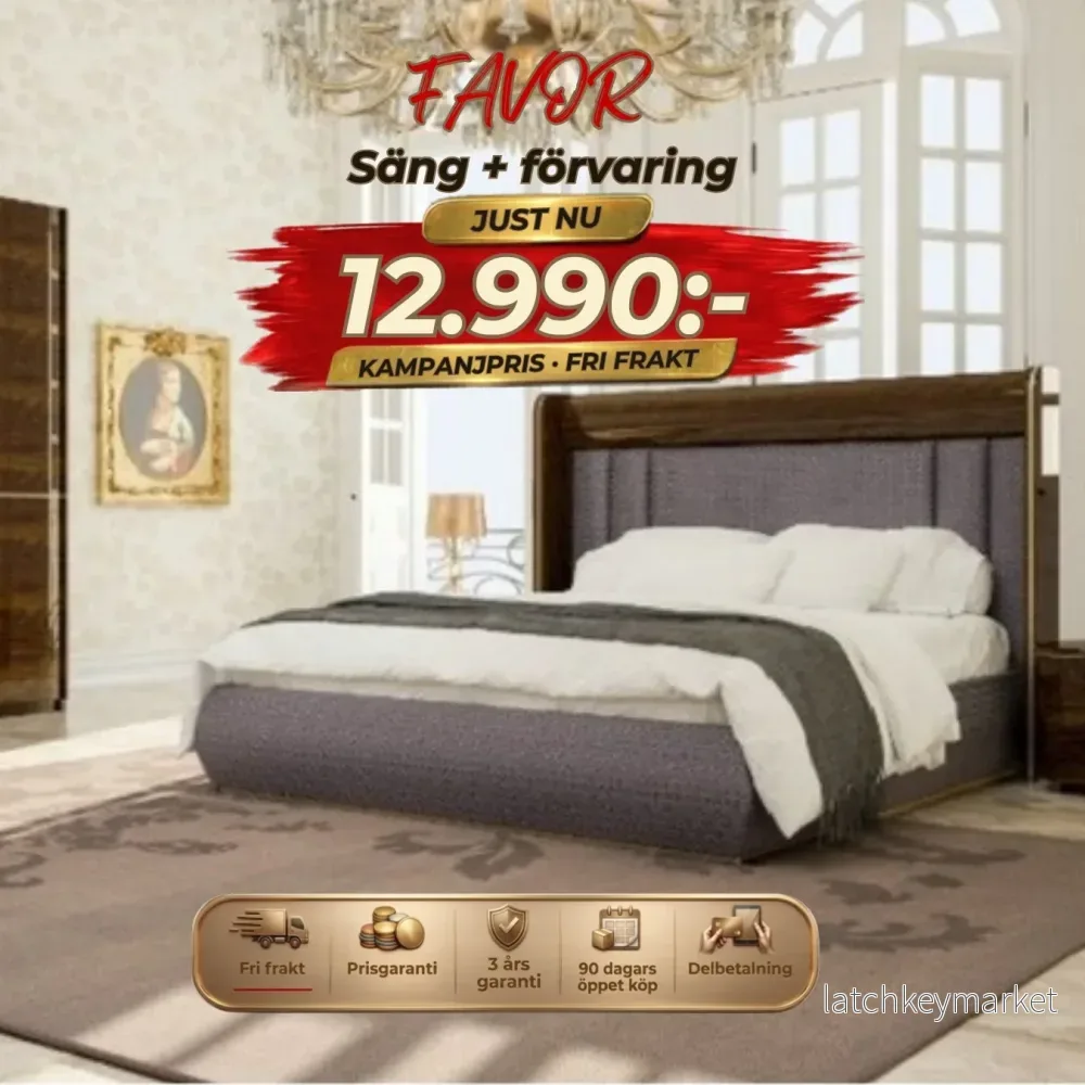 ⭐ FAVOR Säng med förvaring inkl. madrass ⏳ Begränsat antal | 3 kvar-160*200cm