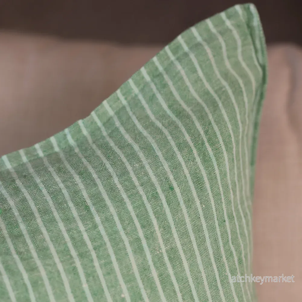 French Cushion Cover Green Chambray Stripe - Bild 2