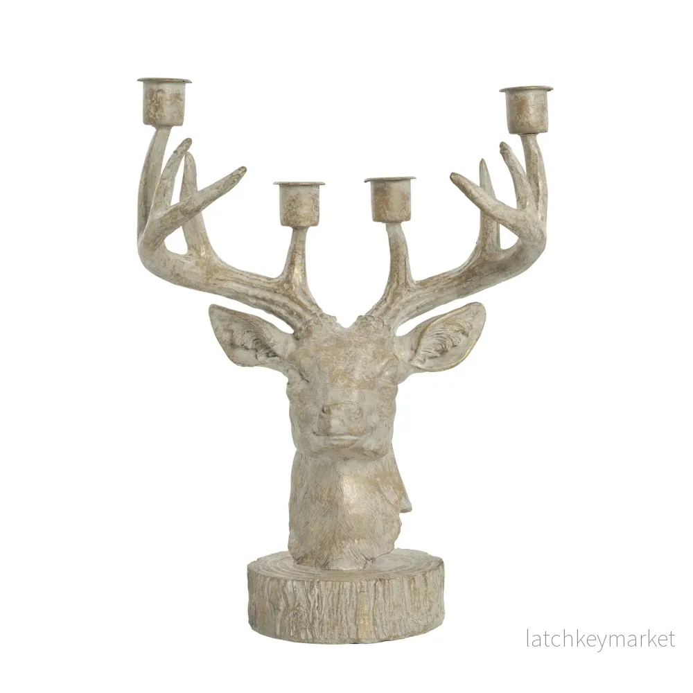 Serafina hjorthuvud adventsljusstake 31 cm. ljust guld Serafina hjorthuvud adventsljusstake 31 cm. ljust guld