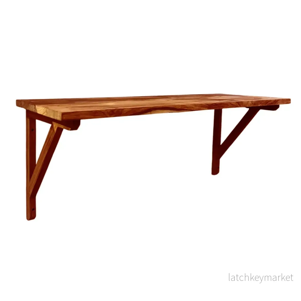 Hylla i teak 2 konsoler + hyllplan 120 x 33 cm Hylla i teak 2 konsoler + hyllplan 120 x 33 cm