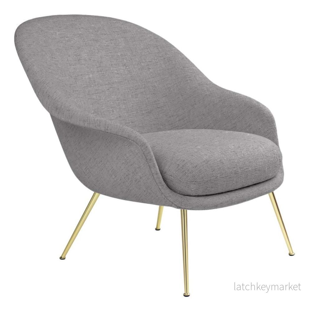 Bat Lounge Chair Low Back Conic Base Brass Semi Matt