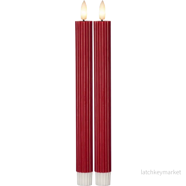 Batteridrivet LED Antikljus 2-pack Flamme Stripe 25 cm Röd Batteridrivet LED Antikljus 2-pack Flamme Stripe 25 cm Röd