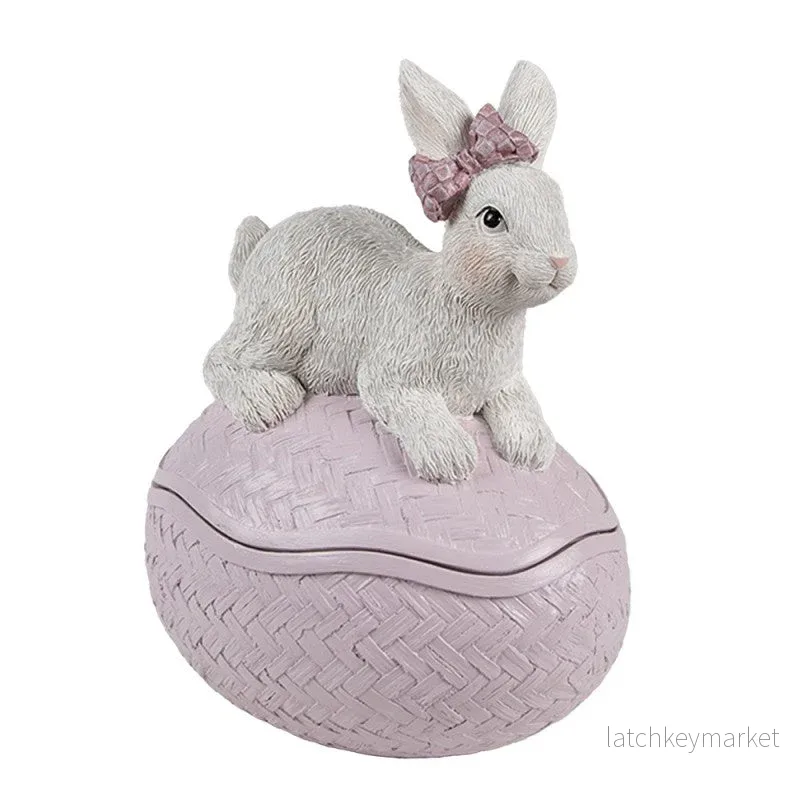 Påskdekoration Dekorativ skål Ägg 9x13x16 cm Rosa Vit kanin REA Påskdekoration Dekorativ skål Ägg 9x13x16 cm Rosa Vit kanin REA