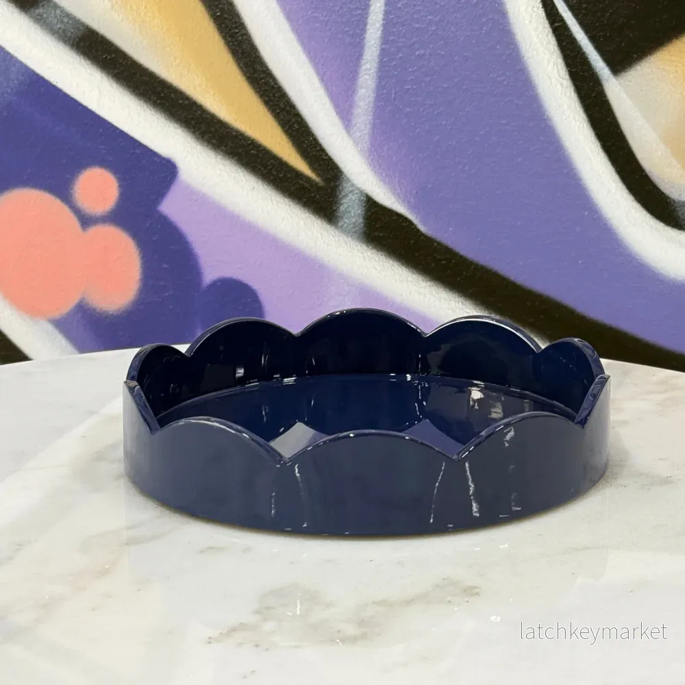 Scalloped Small Round Tray Navy - Bild 2