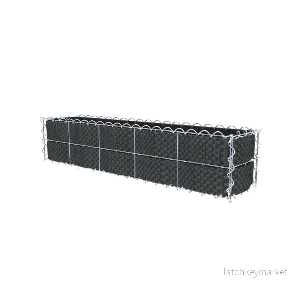 Grön gabion med fleece & insynsskydd 100 cm x 20 cm x 20 cm (L x H x D), maskstorlek 10 cm x 10 cm, spiral - Bild 2