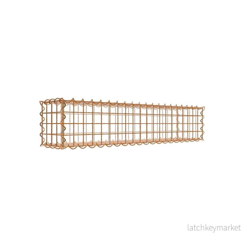 Rostig gabion 100 cm x 20 cm x 20 cm (L x H x D), maskstorlek 5 cm x 5 cm, spiral