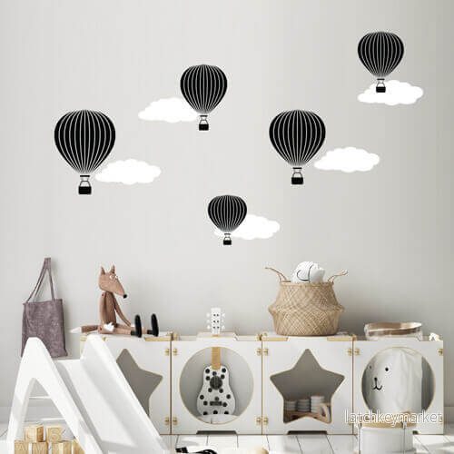 Väggdekor Luftballonger Svart