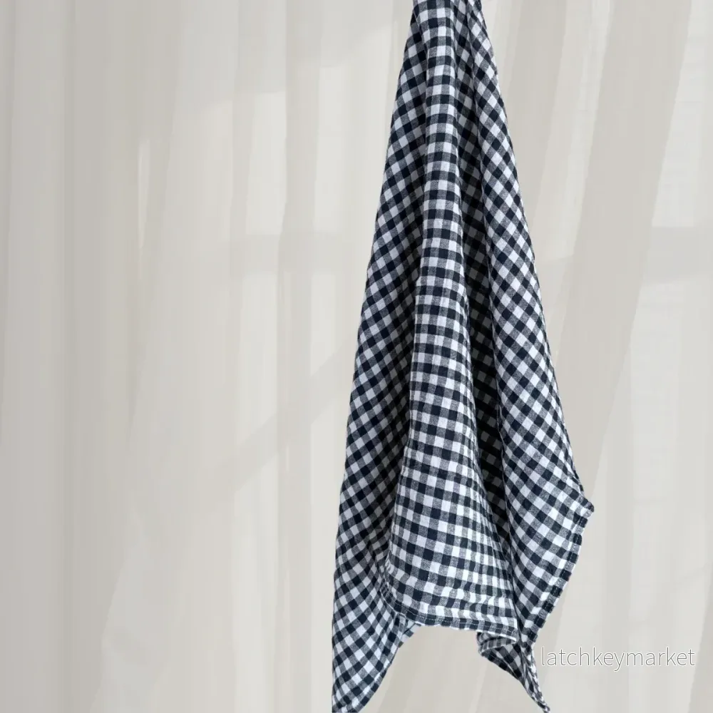 Kitchen Towel French Linen Anthracite Gingham Kitchen Towel French Linen Anthracite Gingham