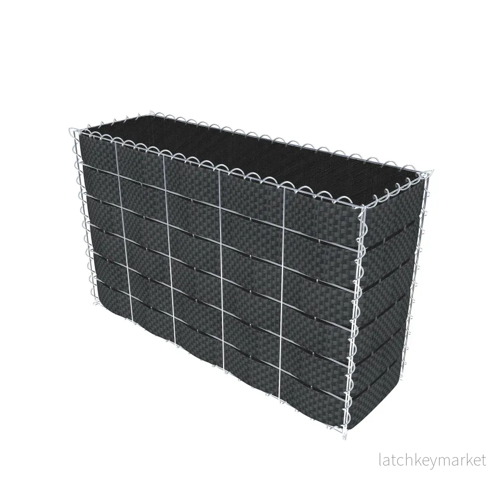 Grön gabion med fleece & insynsskydd 100 cm x 60 cm x 30 cm (L x H x D), maskstorlek 10 cm x 10 cm, spiral - Bild 2