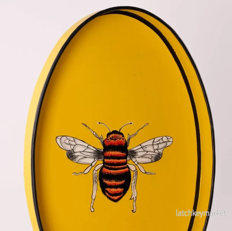 Bricka Handmålad Yellow Bee Les Ottomans - Bild 2