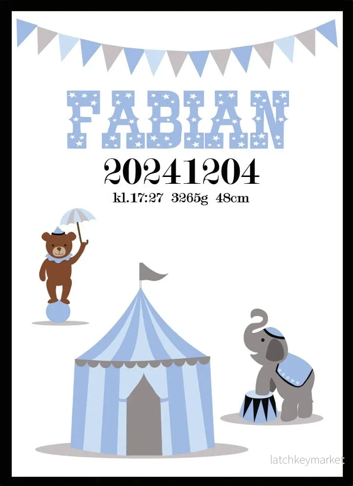 Namntavla Cirkus blå Namntavla Cirkus blå