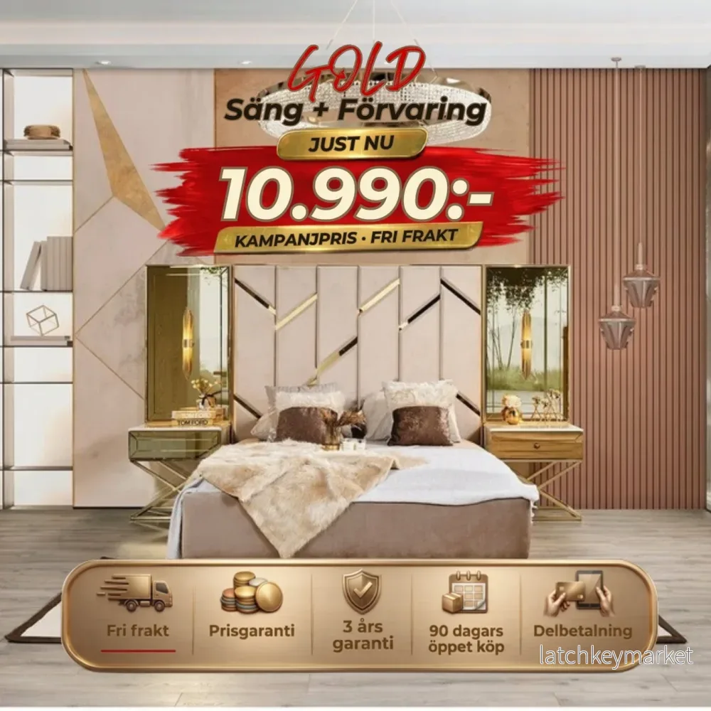 Gold Säng med Förvaring